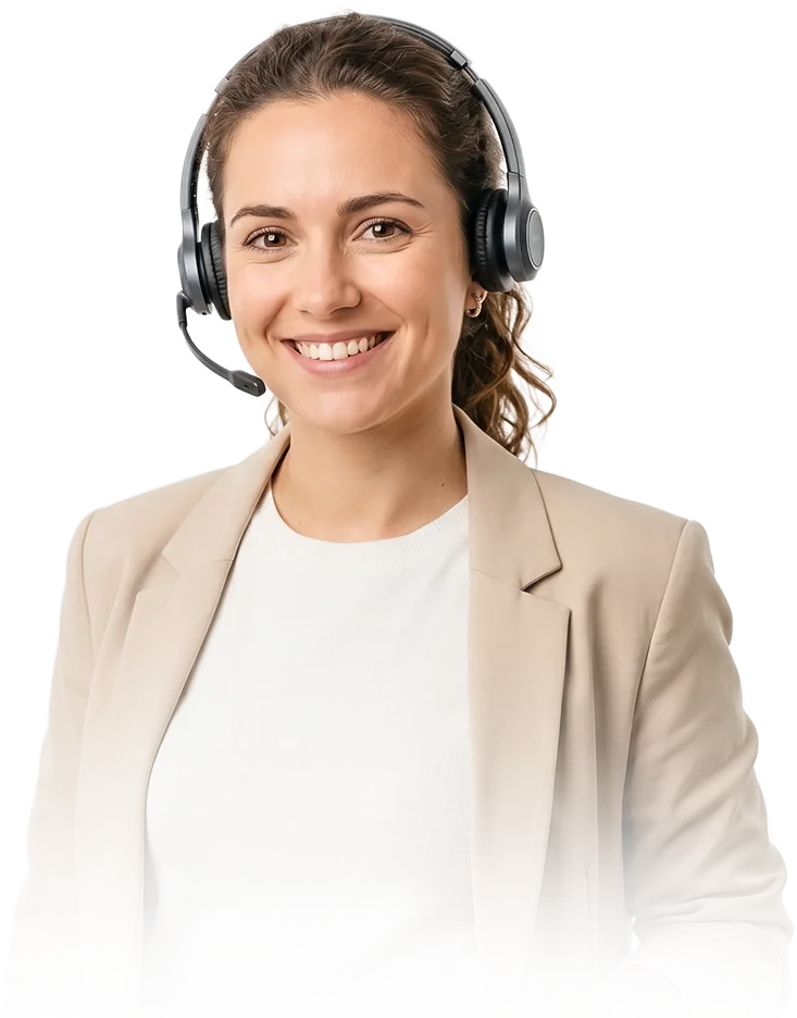 Atendente da Direto Pharma sorrindo, usando headset