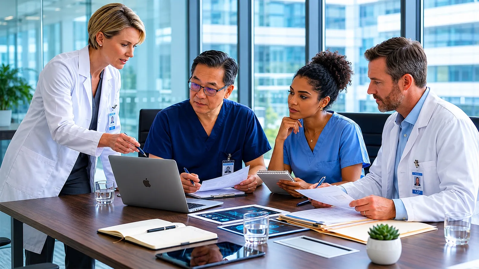 Equipe médica e de compliance da Direto Pharma reunida em sala de reuniões